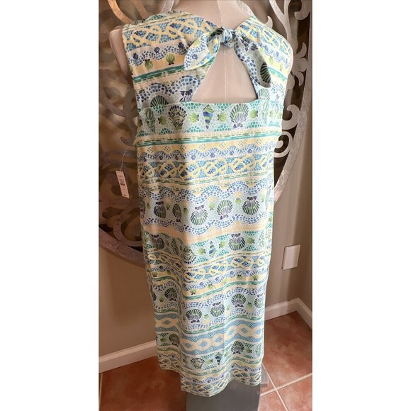 Talbots Dress Size 14 Seashell White Open Bow Back Sleeveless Shift NEW NWT - Picture 8 of 11